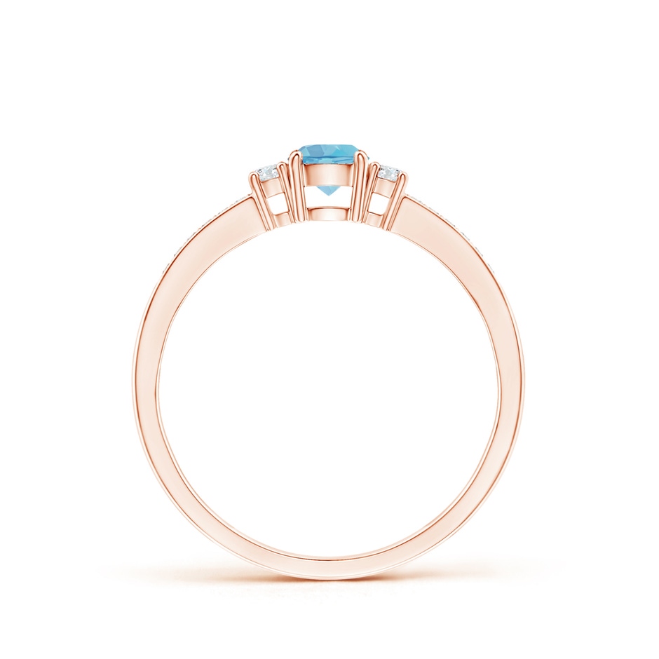 4mm A Classic Three Stone Round Swiss Blue Topaz and Diamond Engagement Ring in Rose Gold side 199
