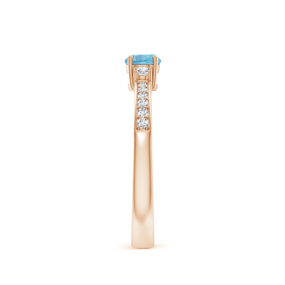 4mm A Classic Three Stone Round Swiss Blue Topaz and Diamond Engagement Ring in Rose Gold side 299