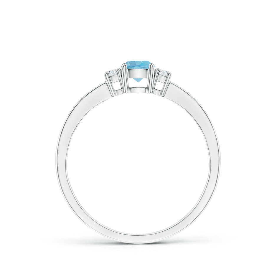 4mm A Classic Three Stone Round Swiss Blue Topaz and Diamond Engagement Ring in White Gold side 199