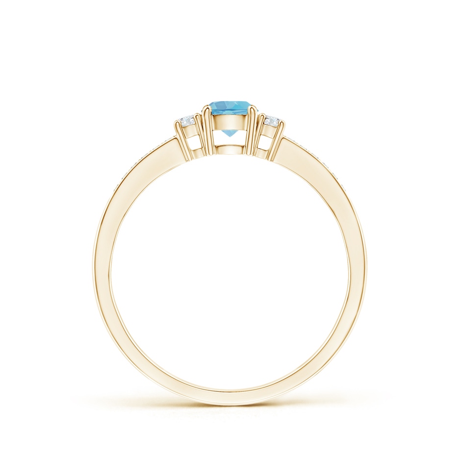 4mm A Classic Three Stone Round Swiss Blue Topaz and Diamond Engagement Ring in Yellow Gold side 199