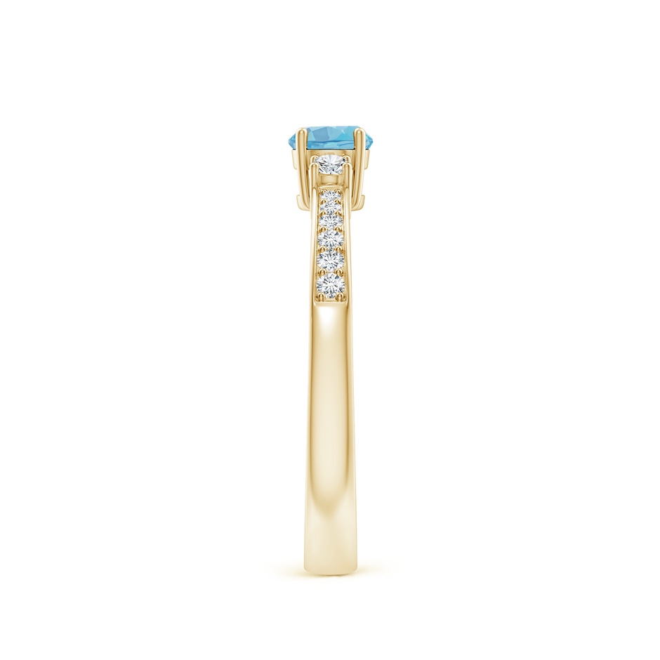 4mm A Classic Three Stone Round Swiss Blue Topaz and Diamond Engagement Ring in Yellow Gold side 299