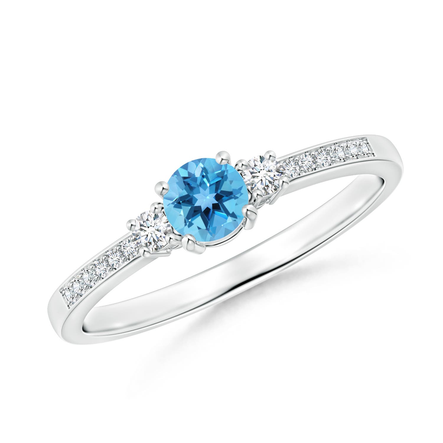 AA - Swiss Blue Topaz / 0.45 CT / 14 KT White Gold