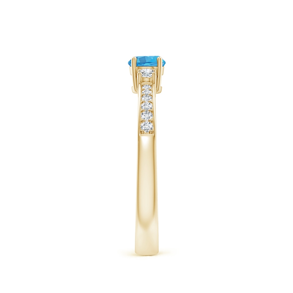 4mm AA Classic Three Stone Round Swiss Blue Topaz and Diamond Engagement Ring in Yellow Gold side 299