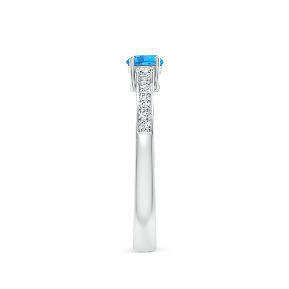 4mm AAA Classic Three Stone Round Swiss Blue Topaz and Diamond Engagement Ring in White Gold side 299