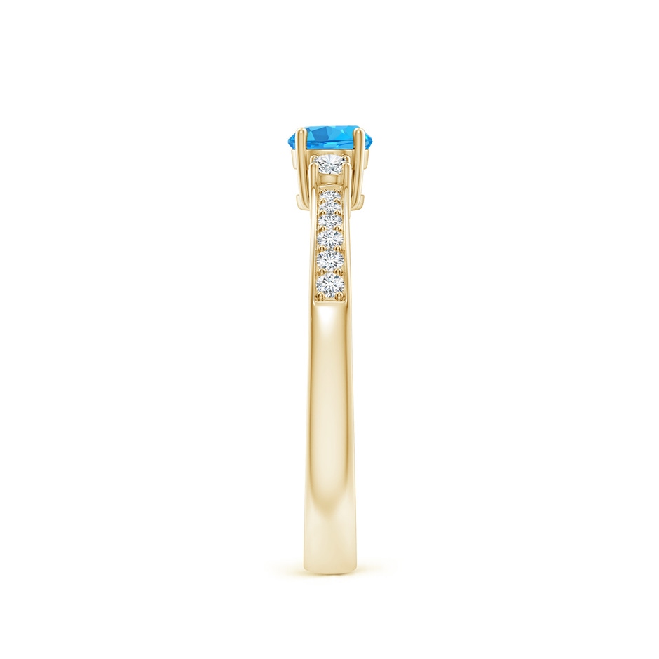 4mm AAA Classic Three Stone Round Swiss Blue Topaz and Diamond Engagement Ring in Yellow Gold side 299