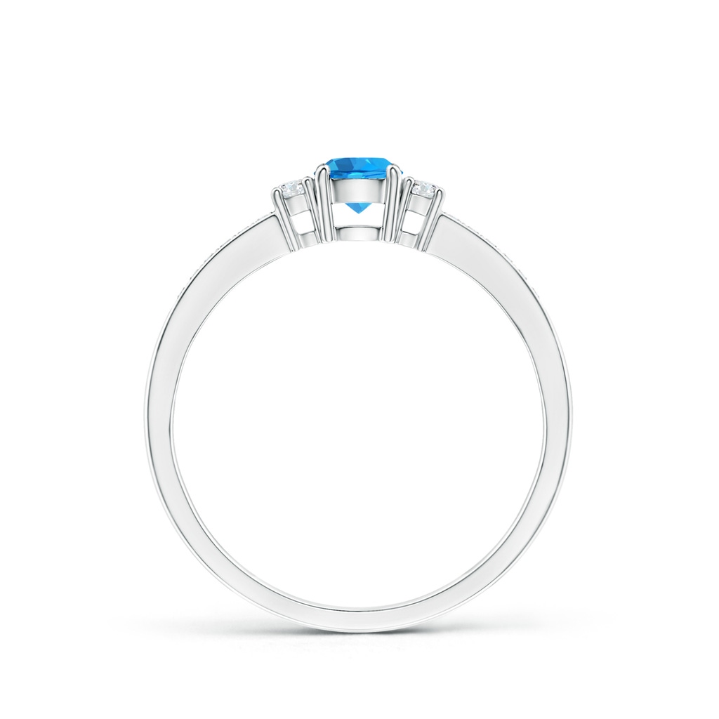 4mm AAAA Classic Three Stone Round Swiss Blue Topaz and Diamond Engagement Ring in P950 Platinum - side 199