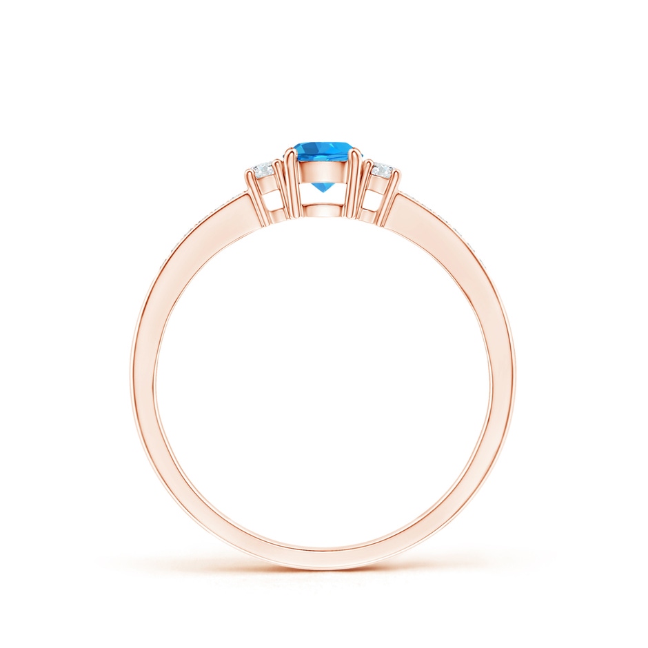4mm AAAA Classic Three Stone Round Swiss Blue Topaz and Diamond Engagement Ring in Rose Gold side 199