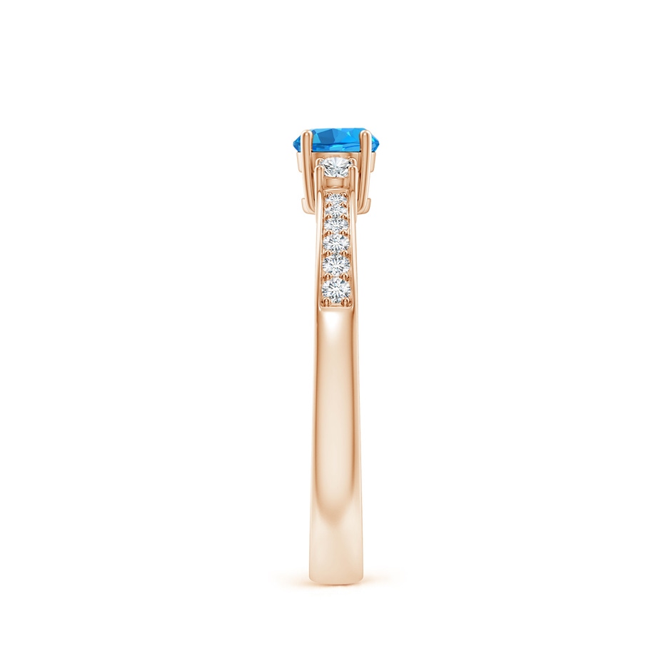 4mm AAAA Classic Three Stone Round Swiss Blue Topaz and Diamond Engagement Ring in Rose Gold side 299