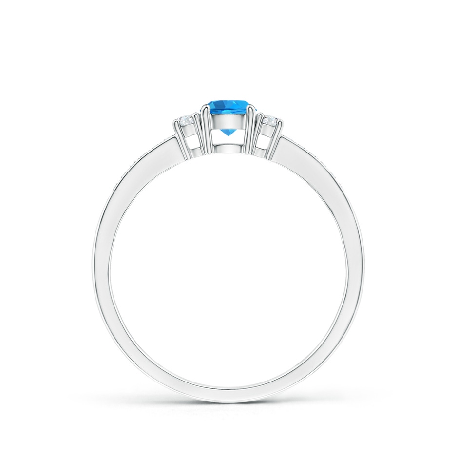 4mm AAAA Classic Three Stone Swiss Blue Topaz and Diamond Ring in White Gold side-1