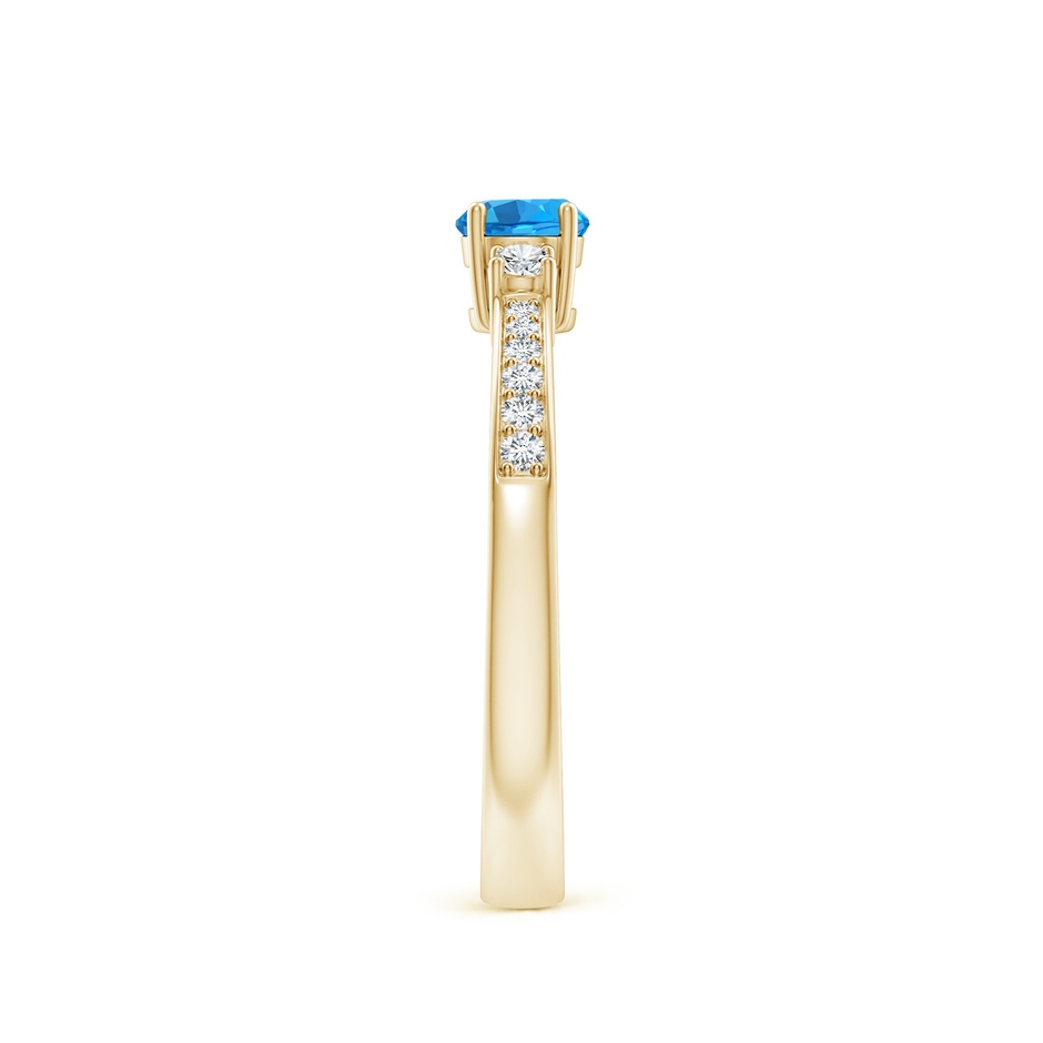 4mm AAAA Classic Three Stone Round Swiss Blue Topaz and Diamond Engagement Ring in Yellow Gold side 299