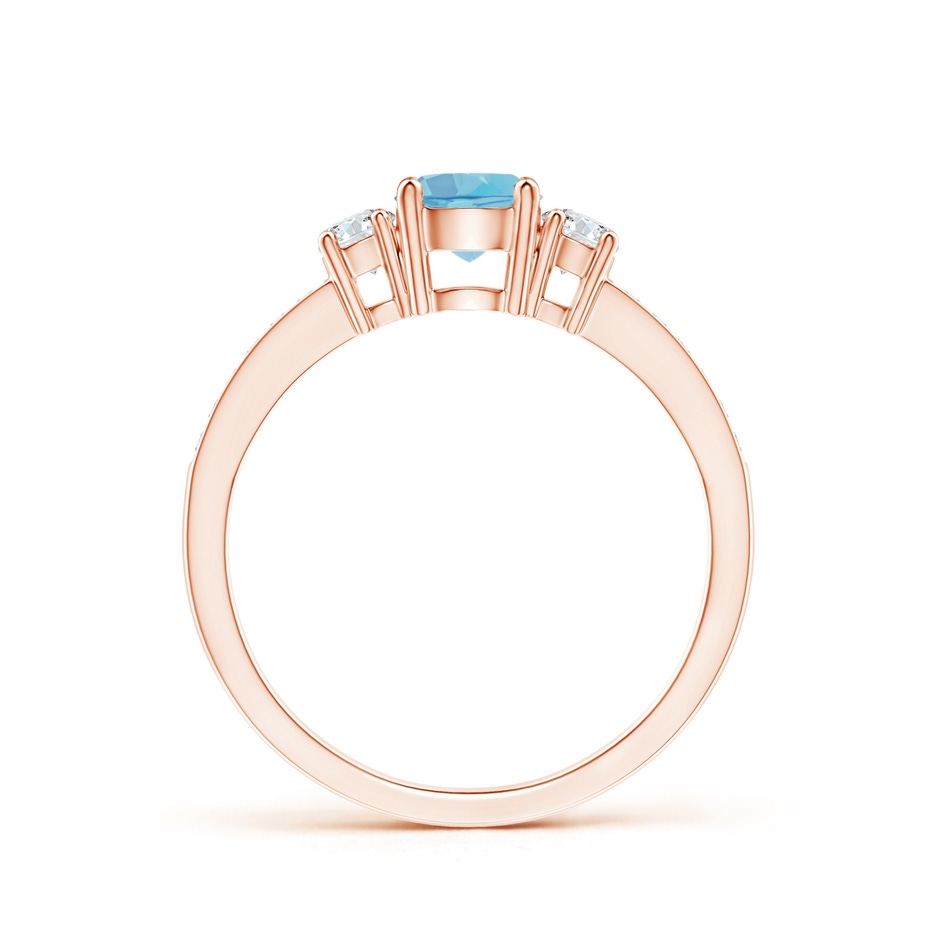 5mm A Classic Three Stone Round Swiss Blue Topaz and Diamond Engagement Ring in Rose Gold side 199