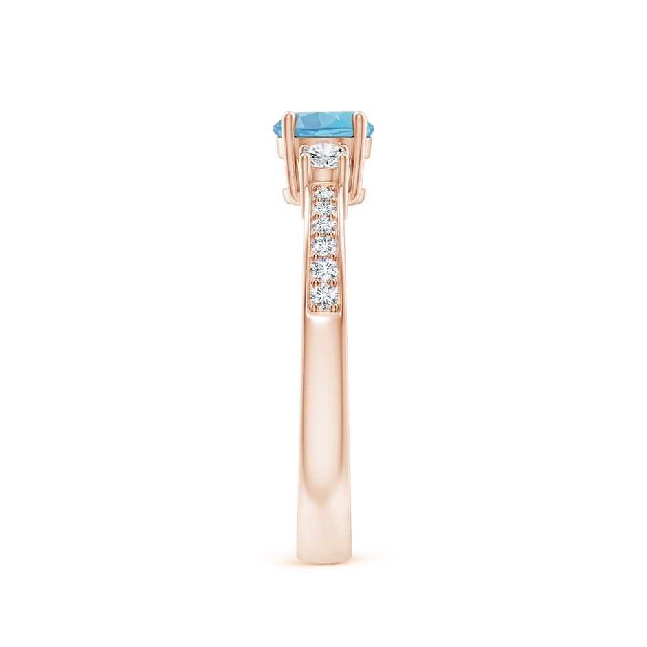 5mm A Classic Three Stone Round Swiss Blue Topaz and Diamond Engagement Ring in Rose Gold side 299