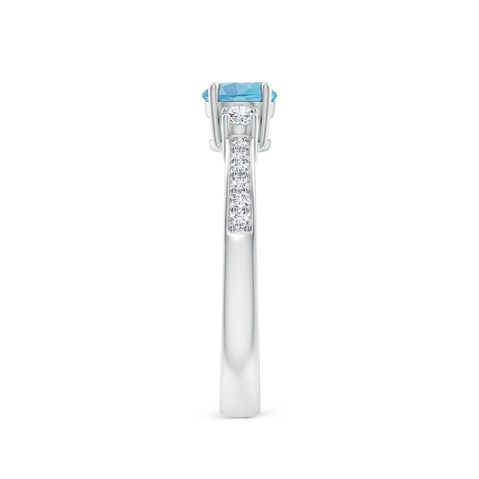 5mm A Classic Three Stone Round Swiss Blue Topaz and Diamond Engagement Ring in White Gold side 299
