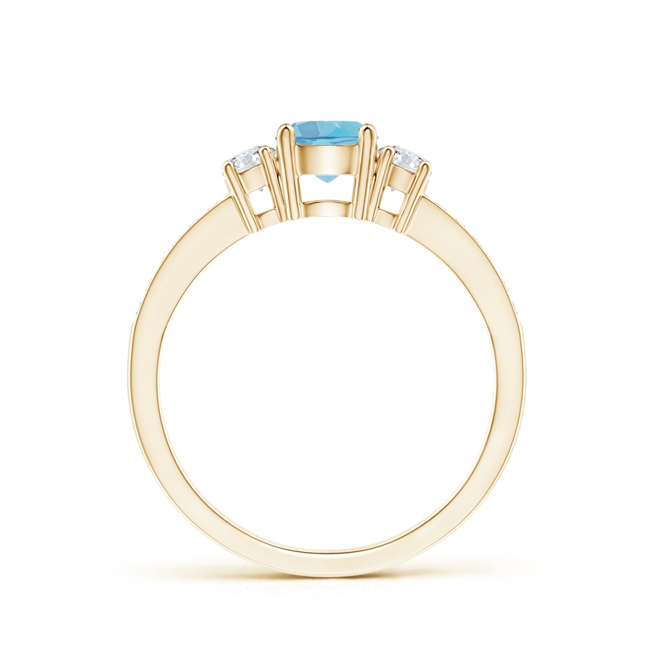 5mm A Classic Three Stone Round Swiss Blue Topaz and Diamond Engagement Ring in Yellow Gold side 199