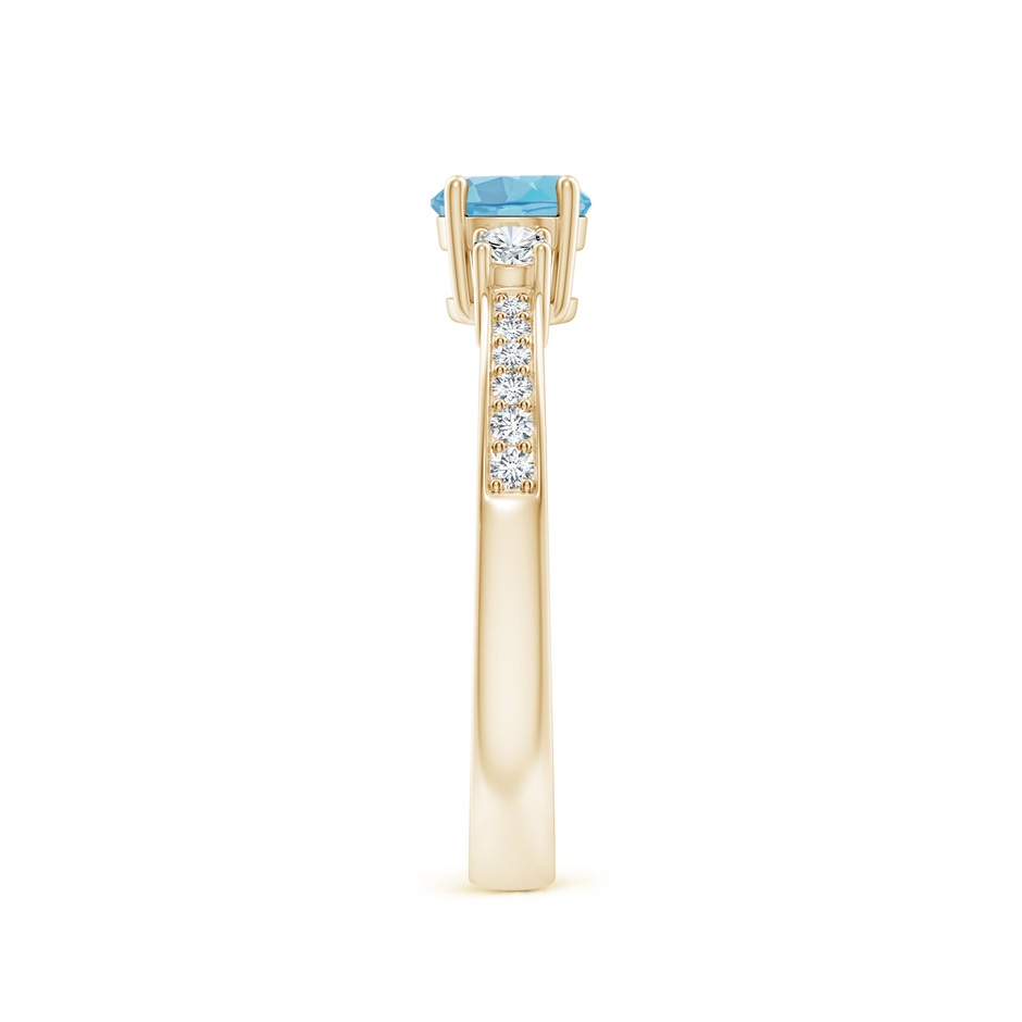 5mm A Classic Three Stone Round Swiss Blue Topaz and Diamond Engagement Ring in Yellow Gold side 299