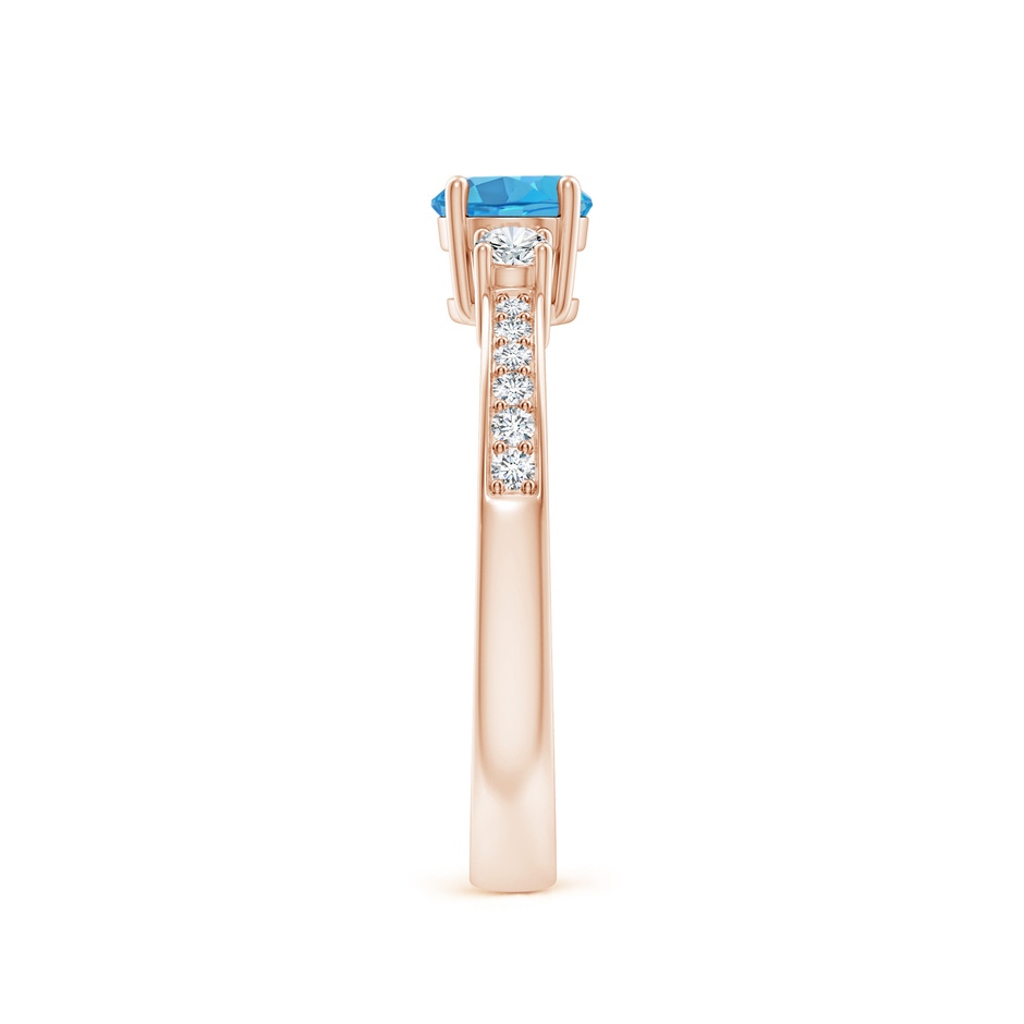 5mm AA Classic Three Stone Round Swiss Blue Topaz and Diamond Engagement Ring in Rose Gold side 299