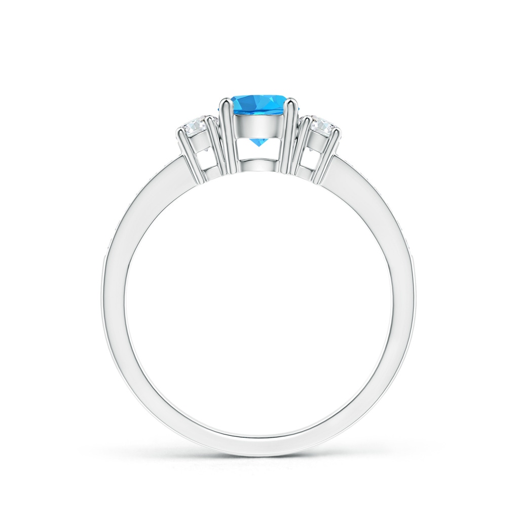 5mm AAA Classic Three Stone Swiss Blue Topaz and Diamond Ring in 9K White Gold Product Image