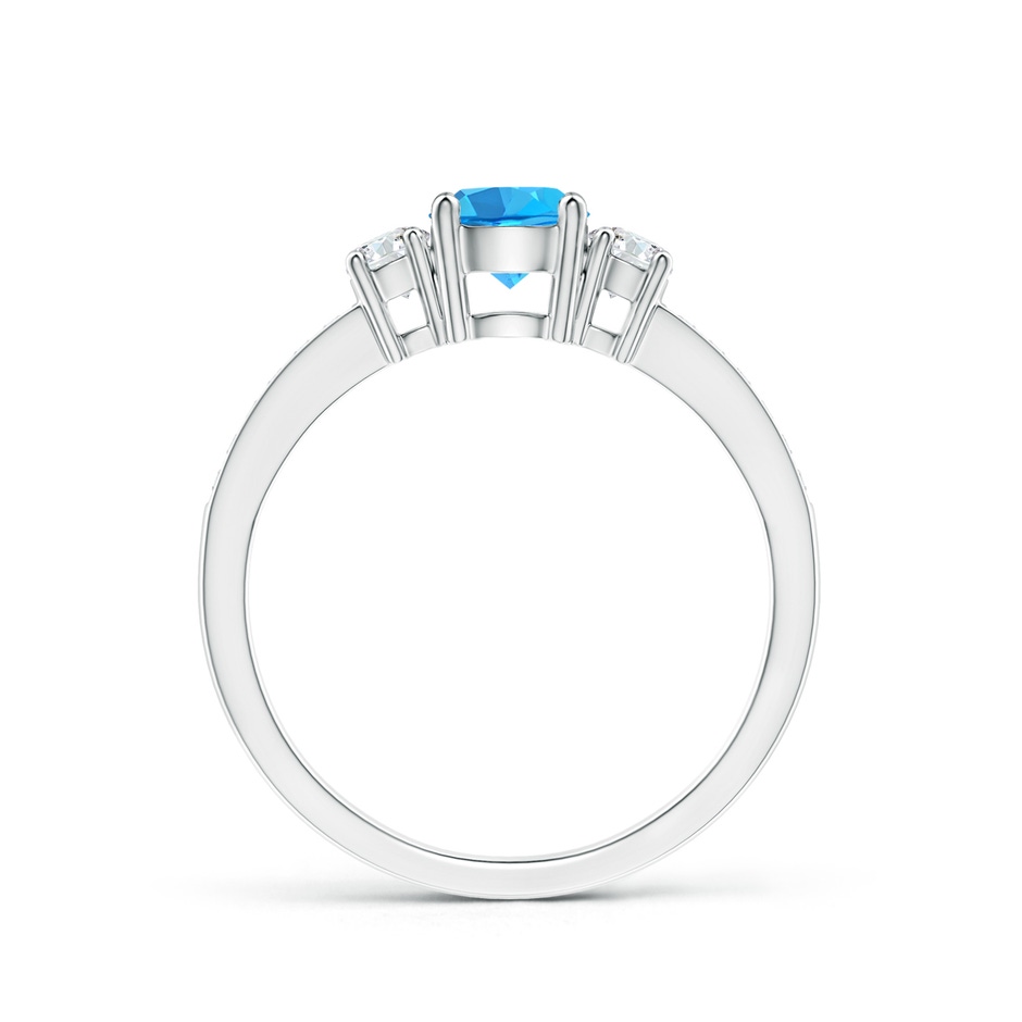 5mm AAA Classic Three Stone Swiss Blue Topaz and Diamond Ring in 9K White Gold product image