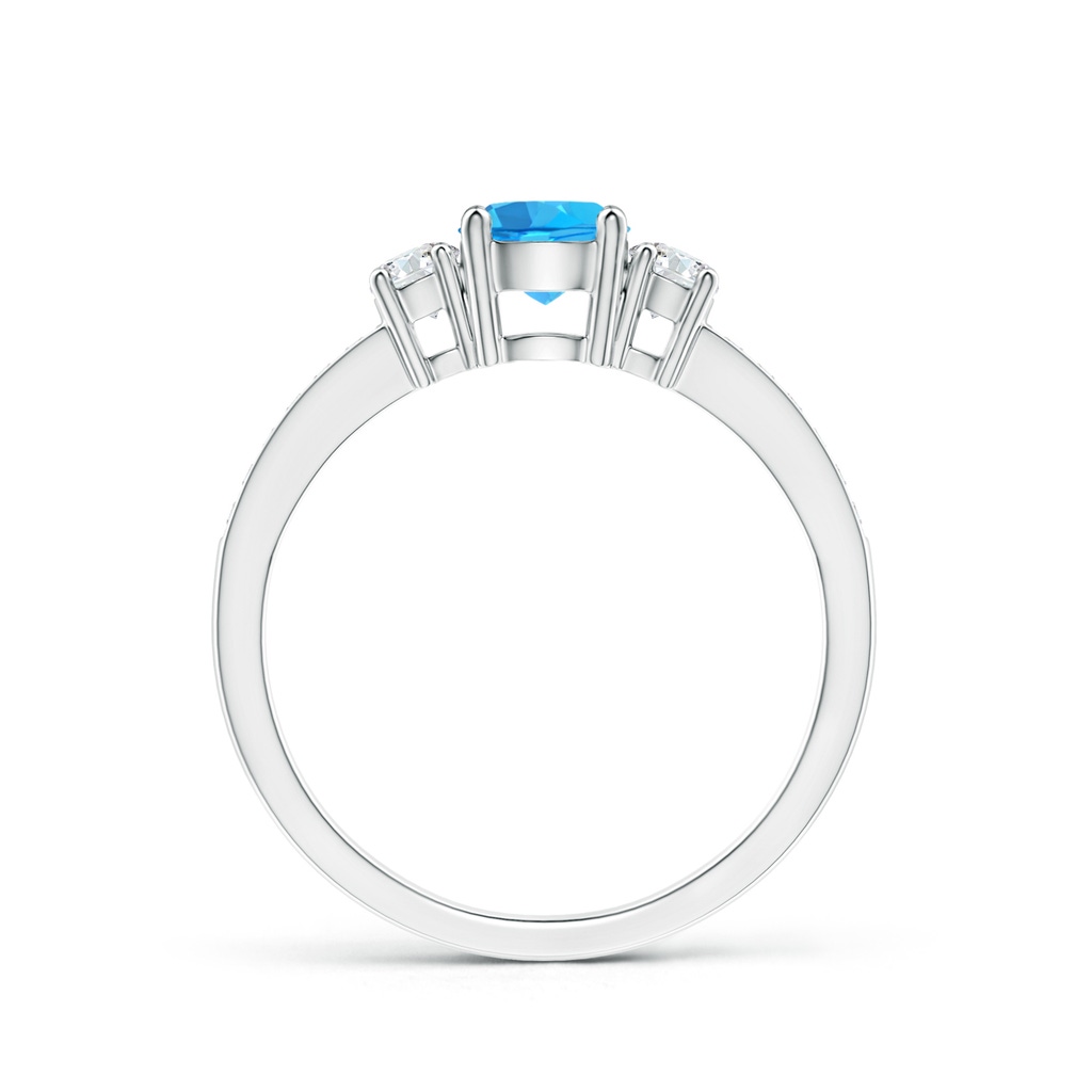 5mm AAA Classic Three Stone Round Swiss Blue Topaz and Diamond Engagement Ring in 9K White Gold - side 199