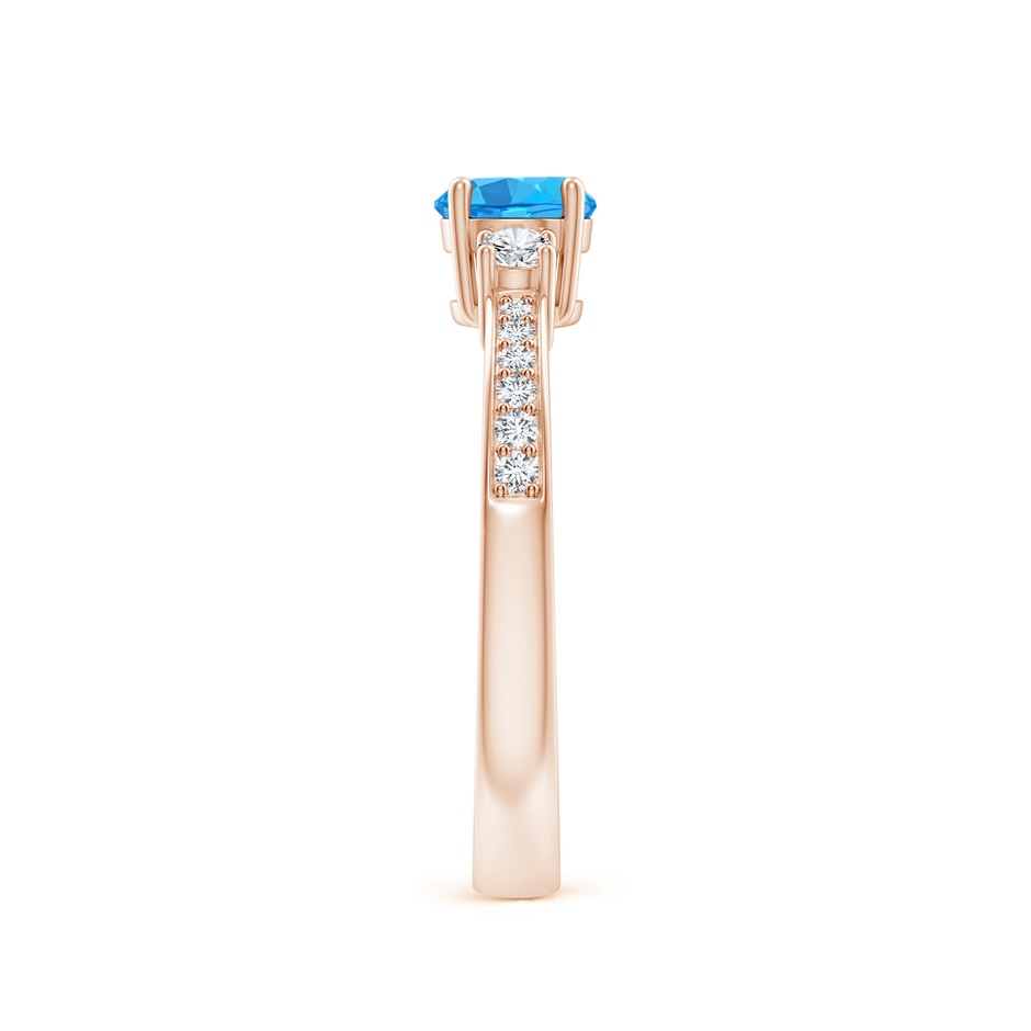 5mm AAA Classic Three Stone Round Swiss Blue Topaz and Diamond Engagement Ring in Rose Gold side 299