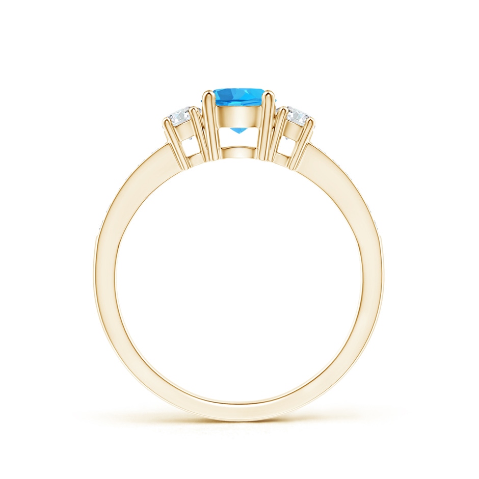 5mm AAA Classic Three Stone Round Swiss Blue Topaz and Diamond Engagement Ring in Yellow Gold side 199
