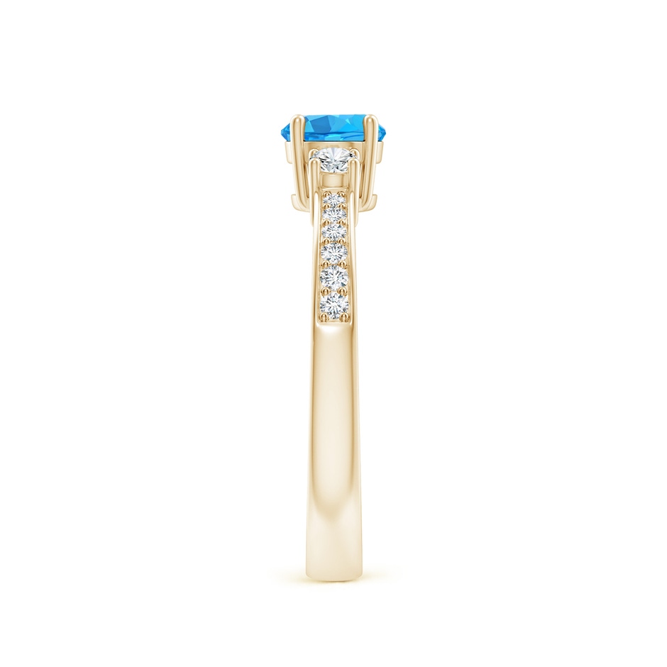 5mm AAA Classic Three Stone Round Swiss Blue Topaz and Diamond Engagement Ring in Yellow Gold side 299