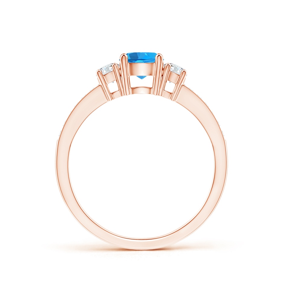 5mm AAAA Classic Three Stone Round Swiss Blue Topaz and Diamond Engagement Ring in Rose Gold side 199