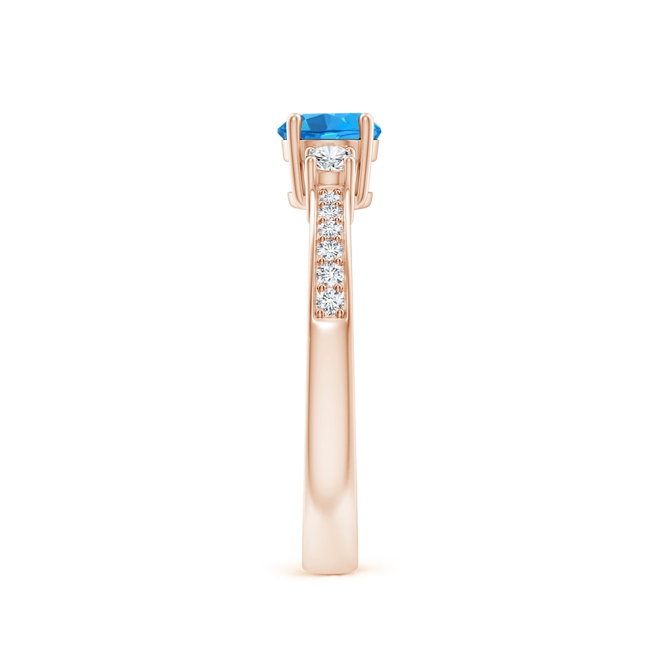 5mm AAAA Classic Three Stone Round Swiss Blue Topaz and Diamond Engagement Ring in Rose Gold side 299