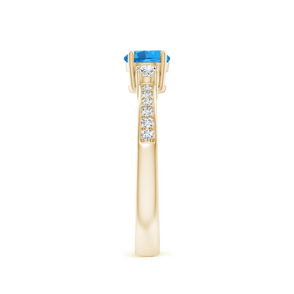 5mm AAAA Classic Three Stone Round Swiss Blue Topaz and Diamond Engagement Ring in Yellow Gold side 299