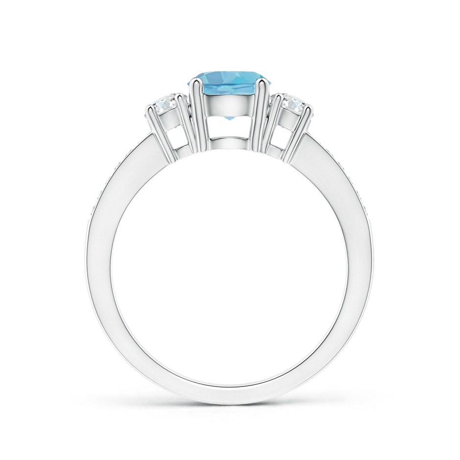 6mm A Classic Three Stone Round Swiss Blue Topaz and Diamond Engagement Ring in P950 Platinum side 199