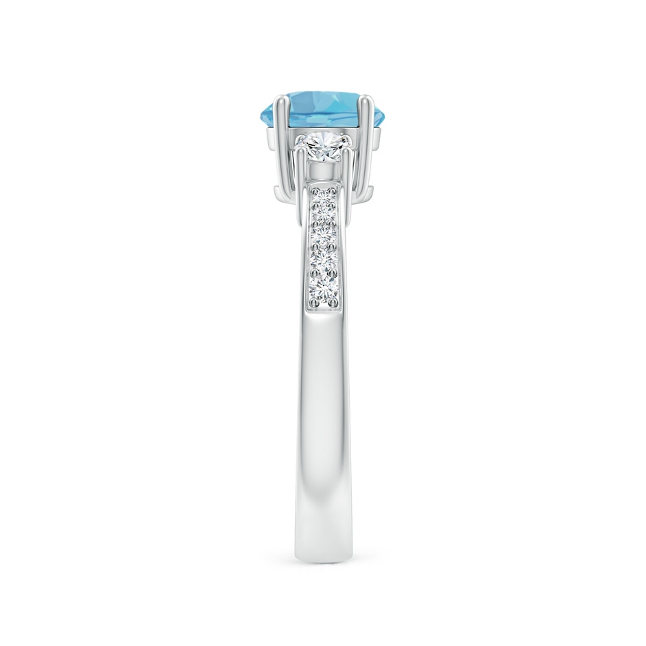 6mm A Classic Three Stone Round Swiss Blue Topaz and Diamond Engagement Ring in P950 Platinum side 299