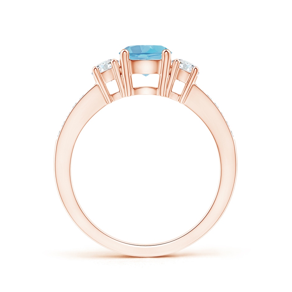 6mm A Classic Three Stone Round Swiss Blue Topaz and Diamond Engagement Ring in Rose Gold side 199