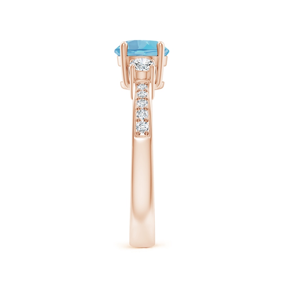6mm A Classic Three Stone Round Swiss Blue Topaz and Diamond Engagement Ring in Rose Gold side 299
