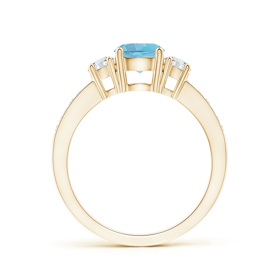 6mm A Classic Three Stone Round Swiss Blue Topaz and Diamond Engagement Ring in Yellow Gold side 199