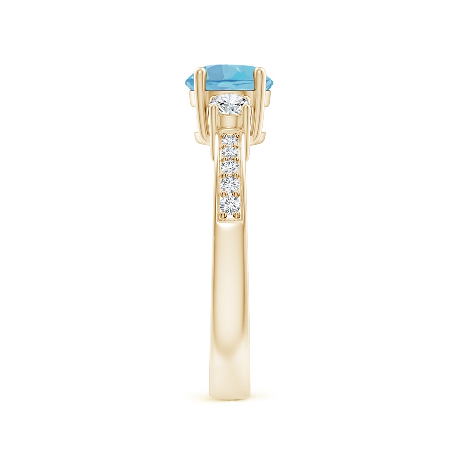 6mm A Classic Three Stone Round Swiss Blue Topaz and Diamond Engagement Ring in Yellow Gold side 299