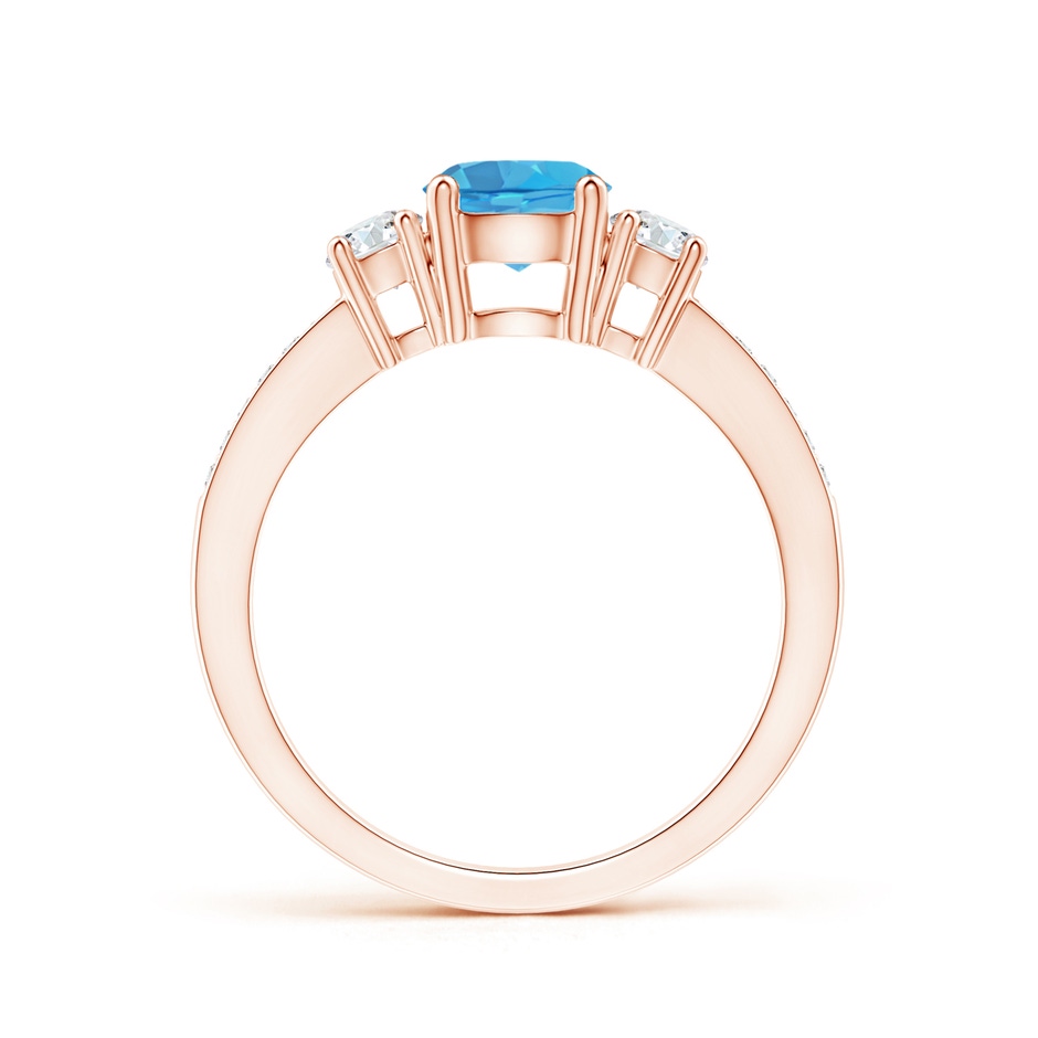 6mm AA Classic Three Stone Round Swiss Blue Topaz and Diamond Engagement Ring in Rose Gold side 199
