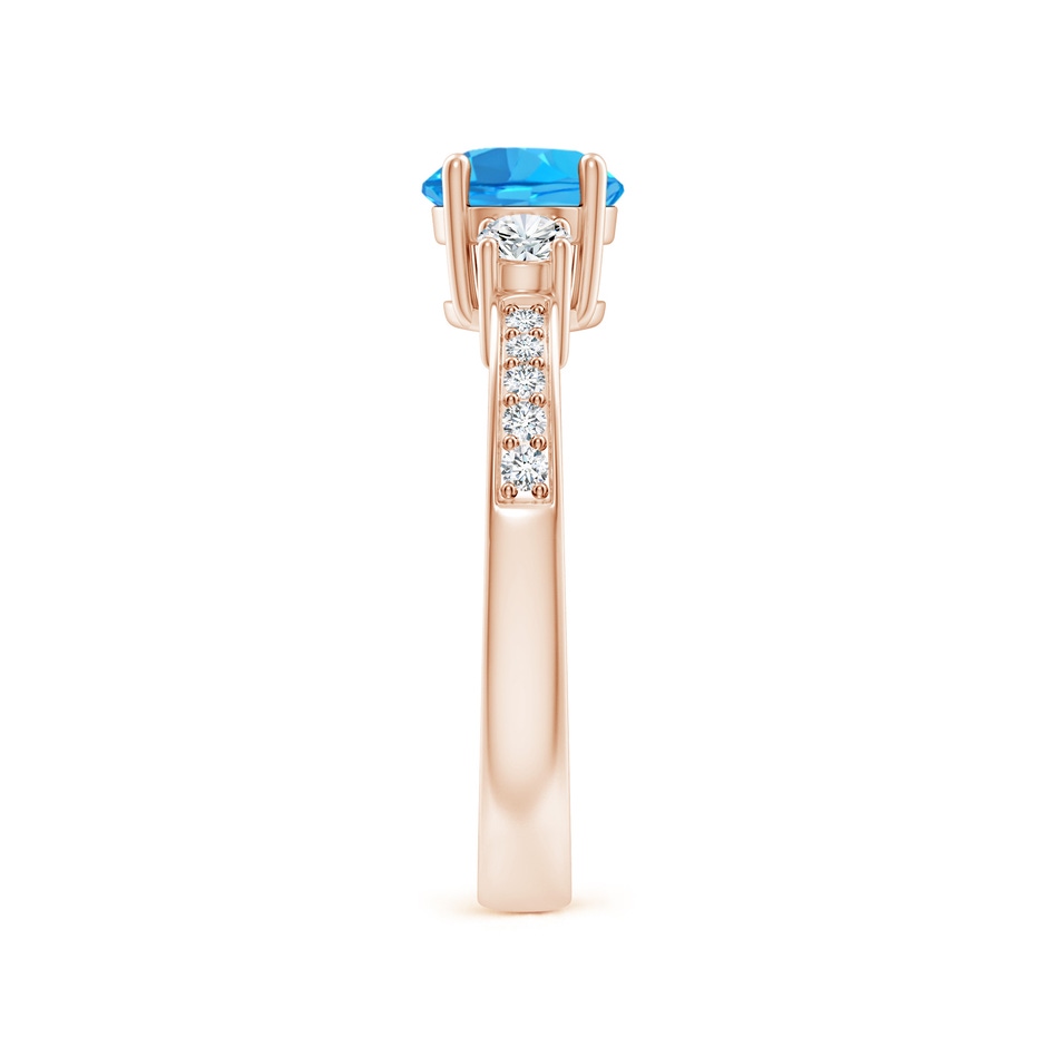 6mm AAA Classic Three Stone Round Swiss Blue Topaz and Diamond Engagement Ring in Rose Gold side 299