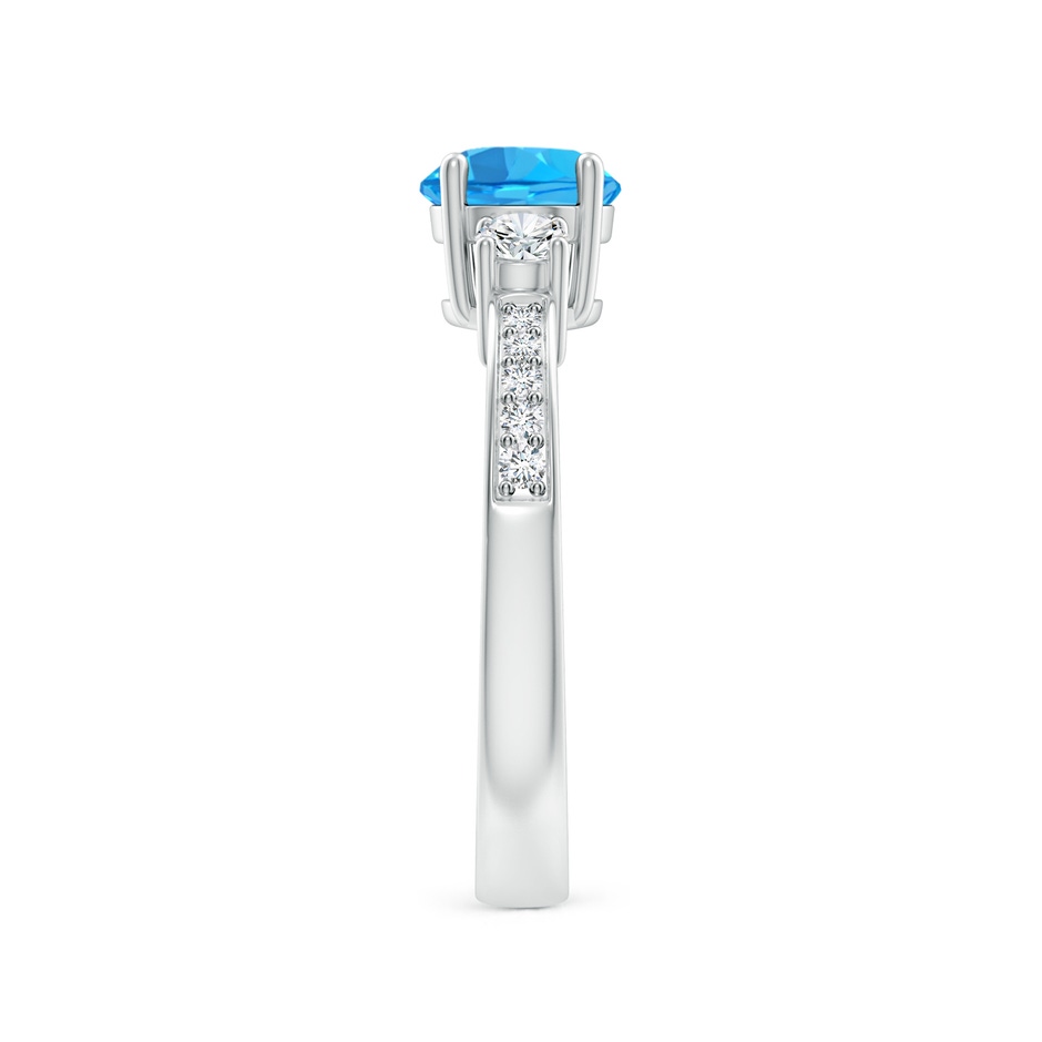 6mm AAA Classic Three Stone Round Swiss Blue Topaz and Diamond Engagement Ring in White Gold side 299