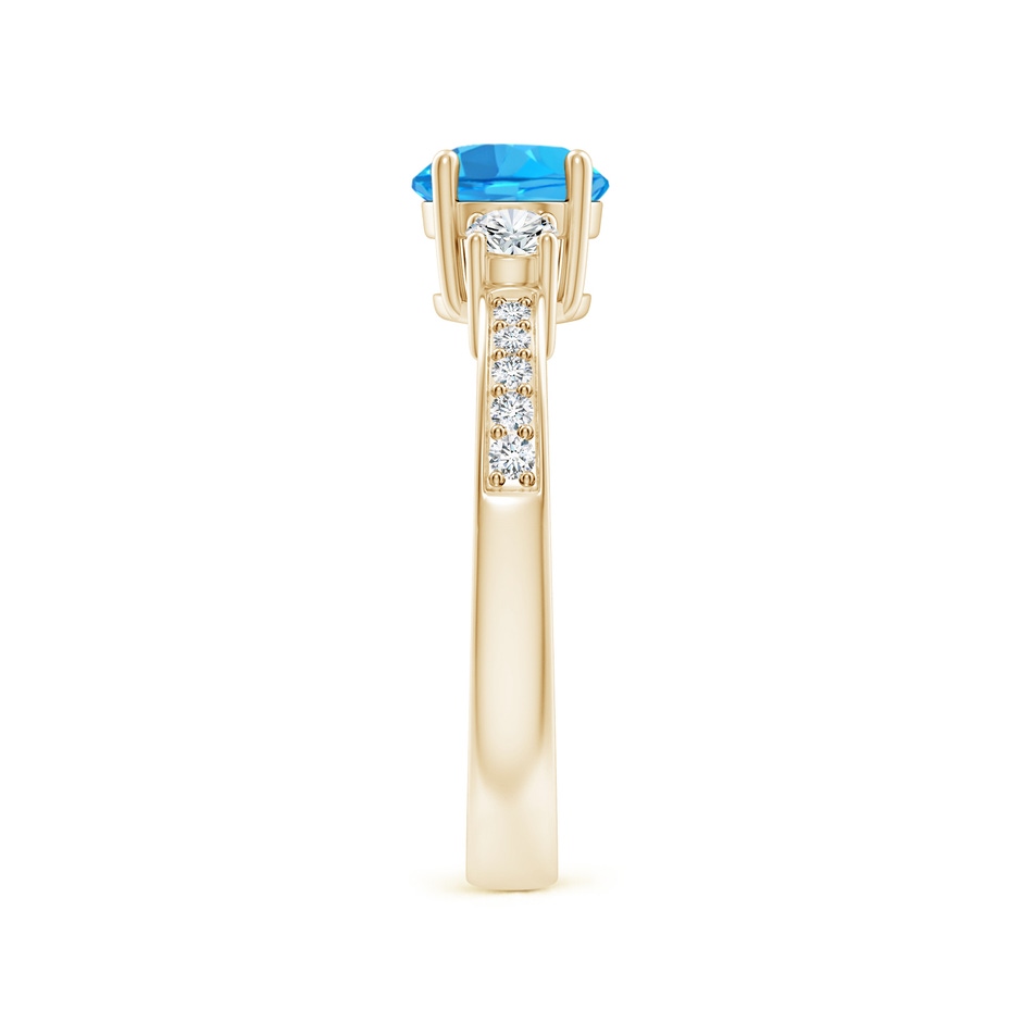6mm AAA Classic Three Stone Round Swiss Blue Topaz and Diamond Engagement Ring in Yellow Gold side 299