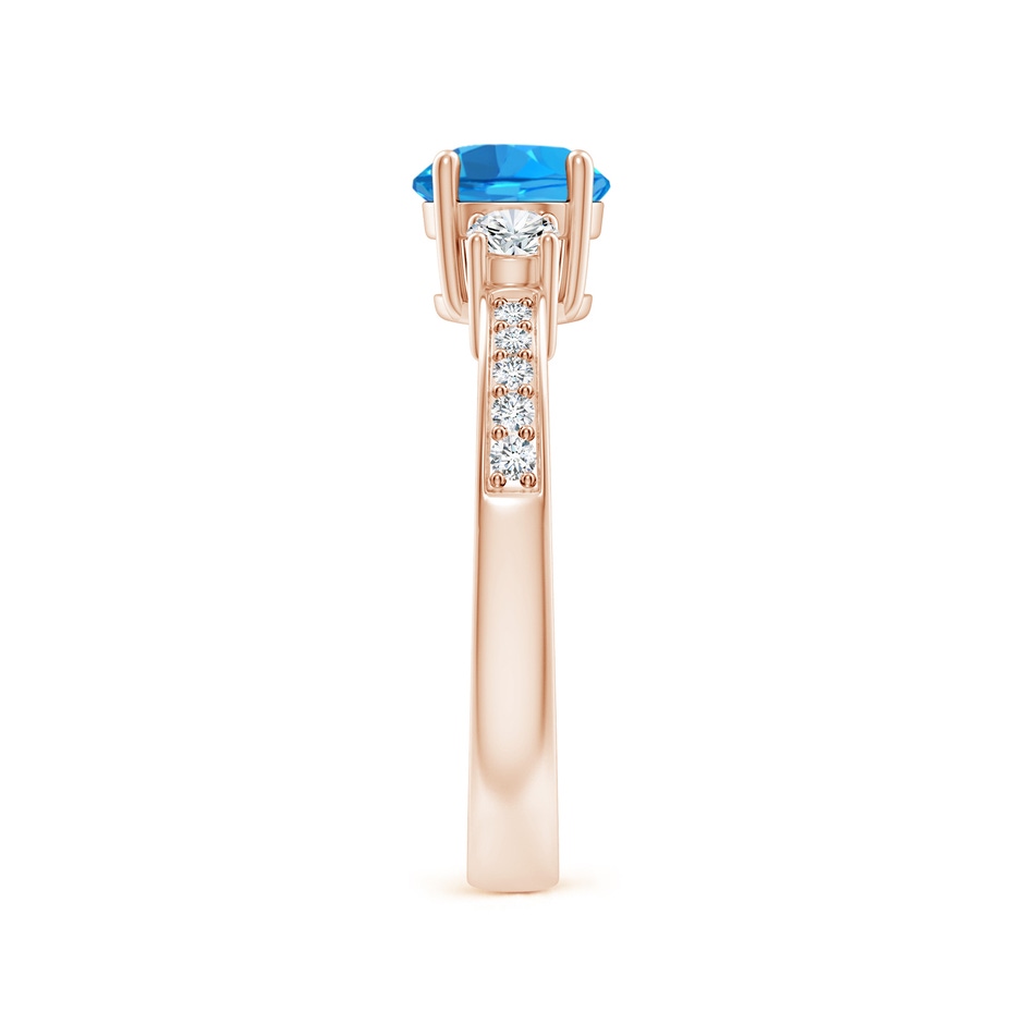 6mm AAAA Classic Three Stone Round Swiss Blue Topaz and Diamond Engagement Ring in Rose Gold side 299
