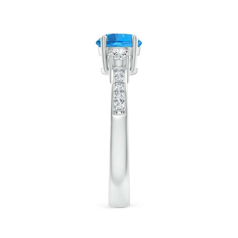 6mm AAAA Classic Three Stone Round Swiss Blue Topaz and Diamond Engagement Ring in White Gold side 299
