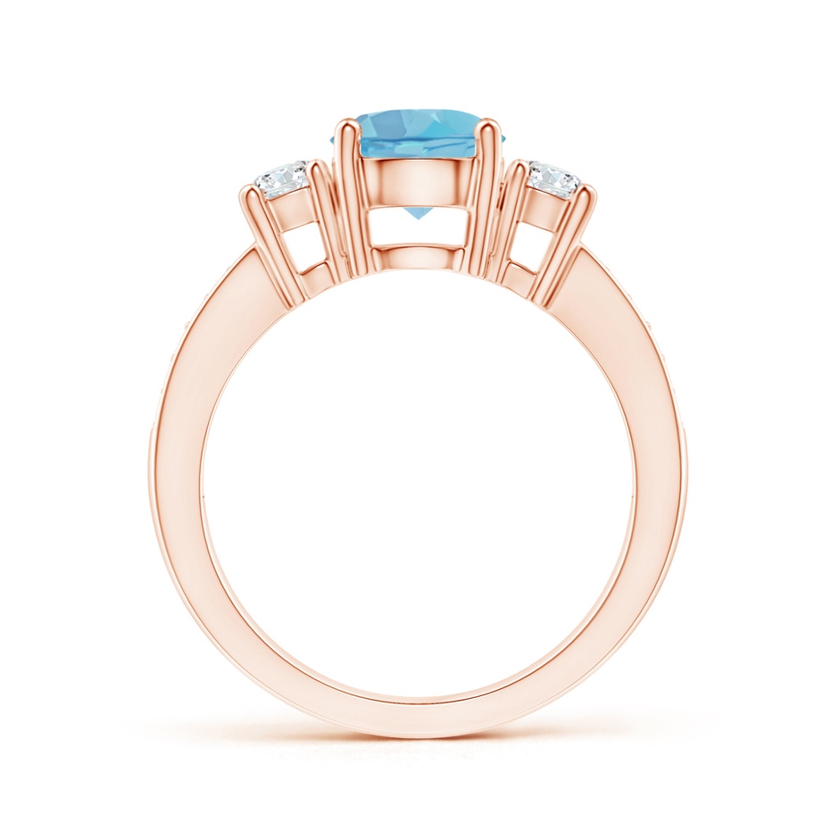 7mm A Classic Three Stone Round Swiss Blue Topaz and Diamond Engagement Ring in 18K Rose Gold side 199