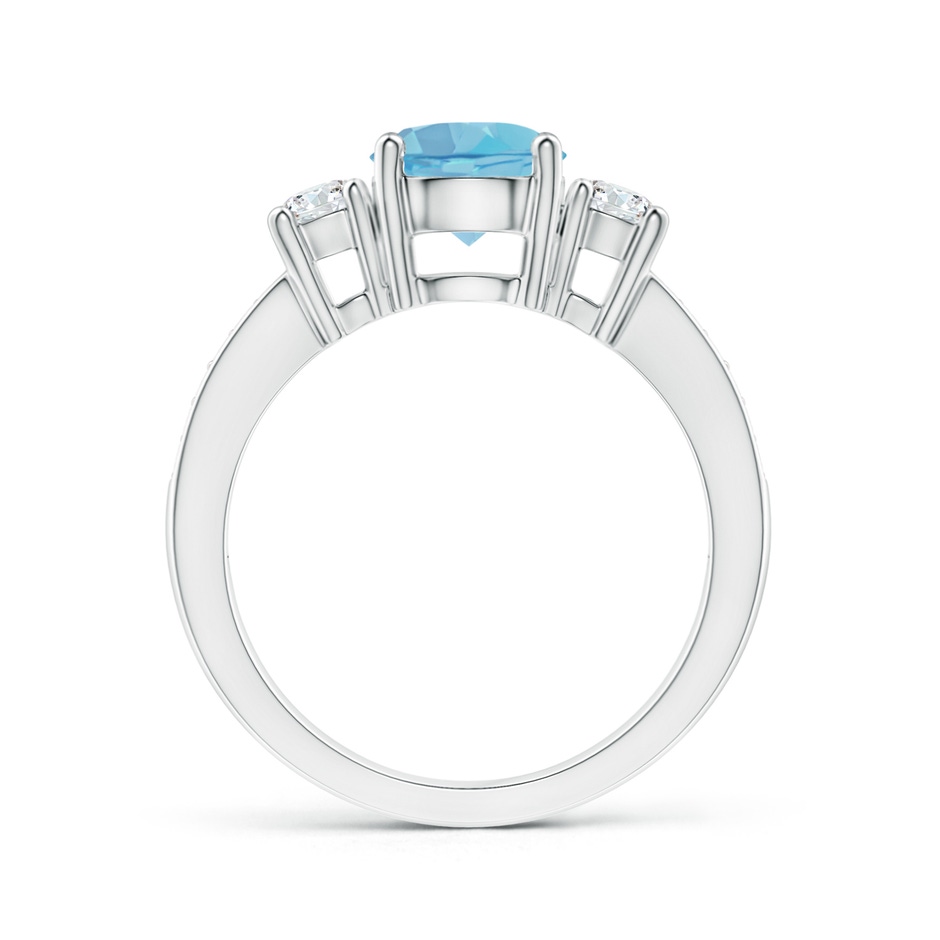 7mm A Classic Three Stone Round Swiss Blue Topaz and Diamond Engagement Ring in 18K White Gold side 199
