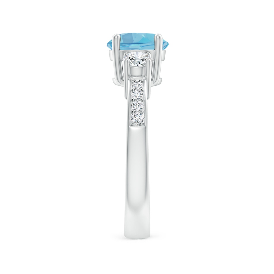 7mm A Classic Three Stone Round Swiss Blue Topaz and Diamond Engagement Ring in 18K White Gold side 299