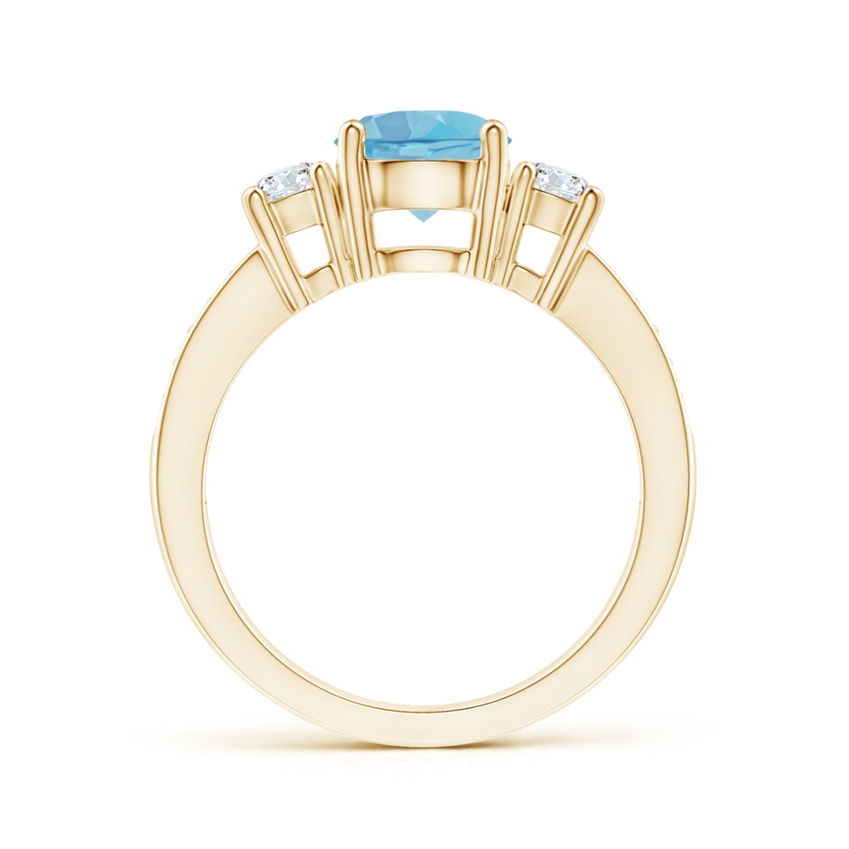 7mm A Classic Three Stone Round Swiss Blue Topaz and Diamond Engagement Ring in 18K Yellow Gold side 199