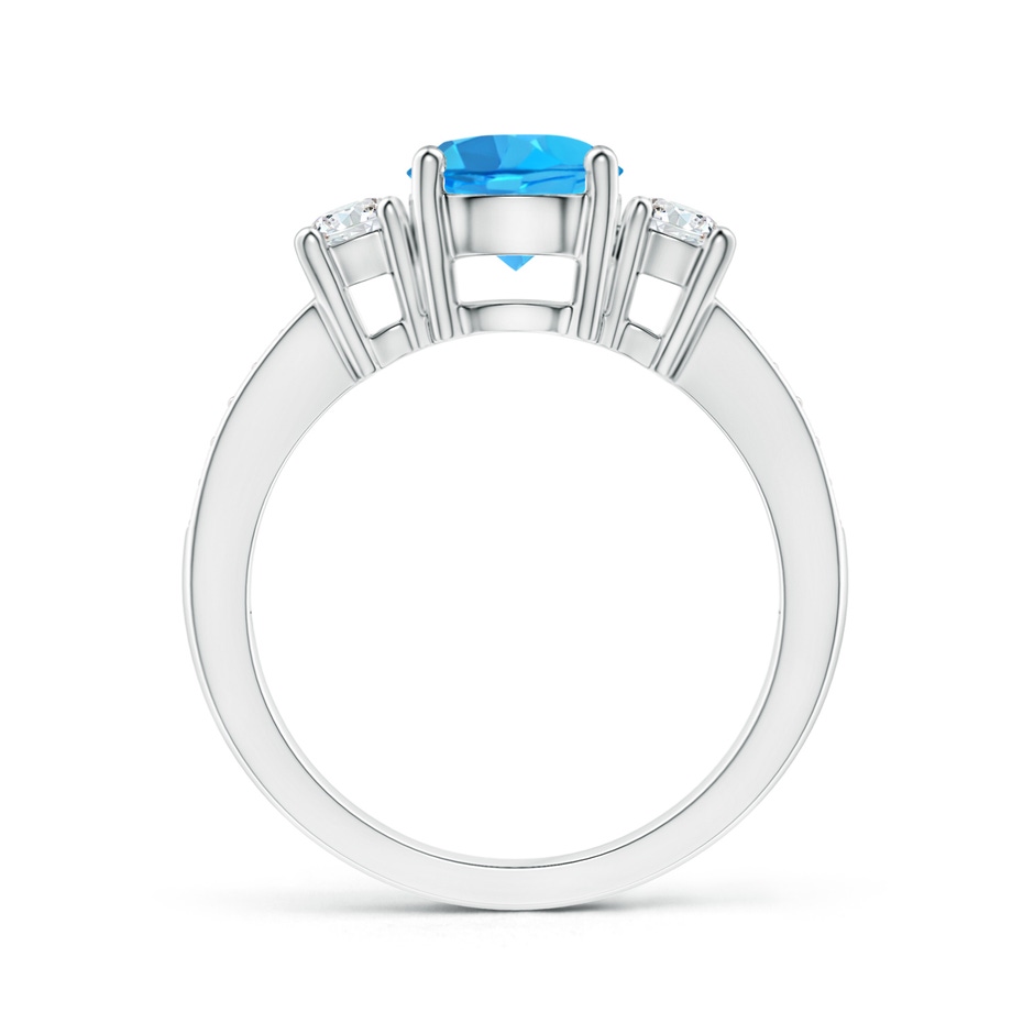 7mm AAA Classic Three Stone Round Swiss Blue Topaz and Diamond Engagement Ring in 18K White Gold side 199