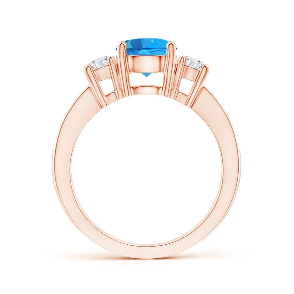 7mm AAAA Classic Three Stone Round Swiss Blue Topaz and Diamond Engagement Ring in Rose Gold side 199