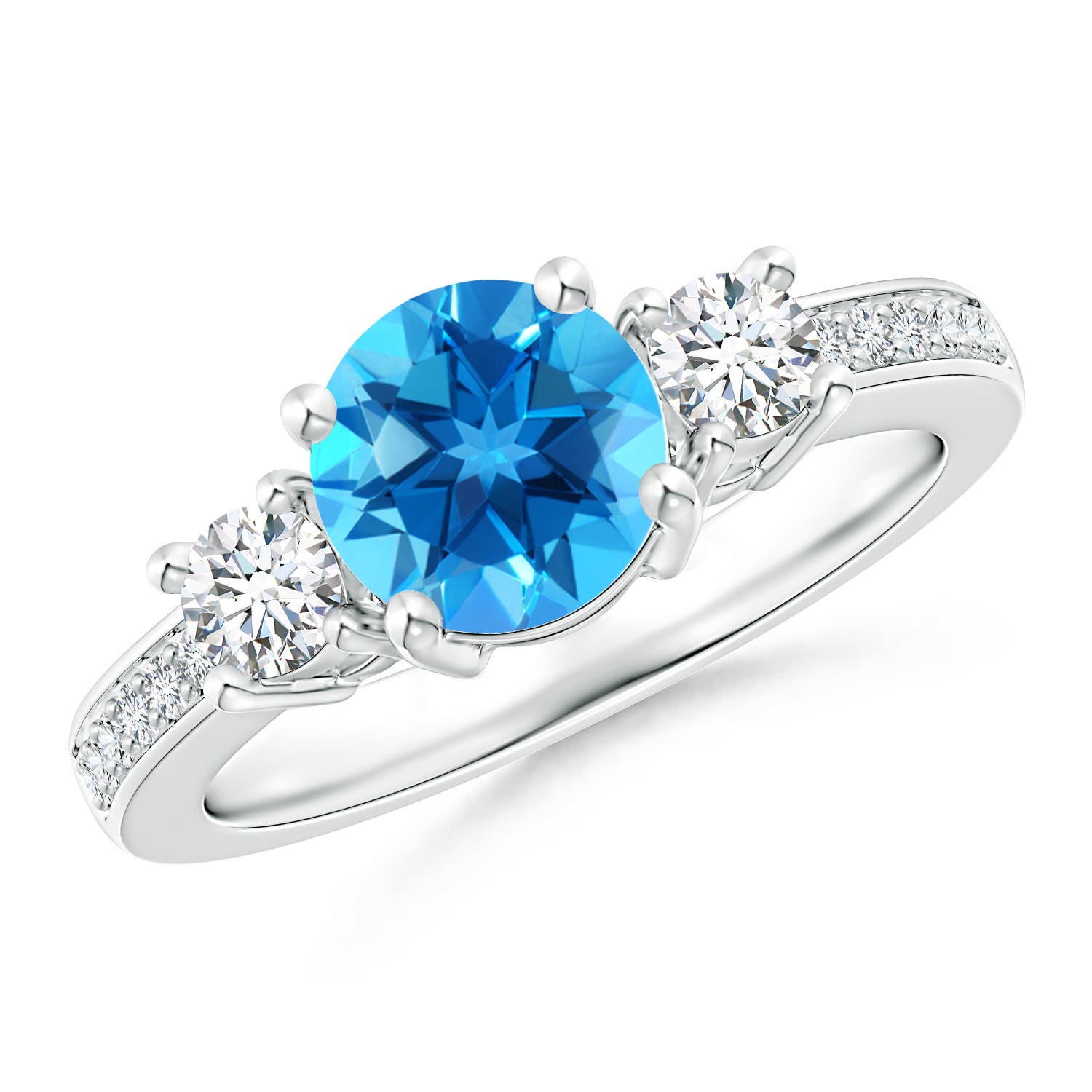 AAAA - Swiss Blue Topaz / 1.99 CT / 14 KT White Gold