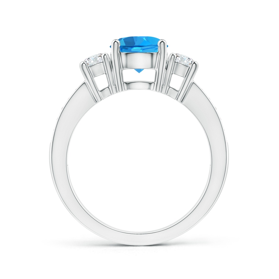7mm AAAA Classic Three Stone Round Swiss Blue Topaz and Diamond Engagement Ring in White Gold side 199