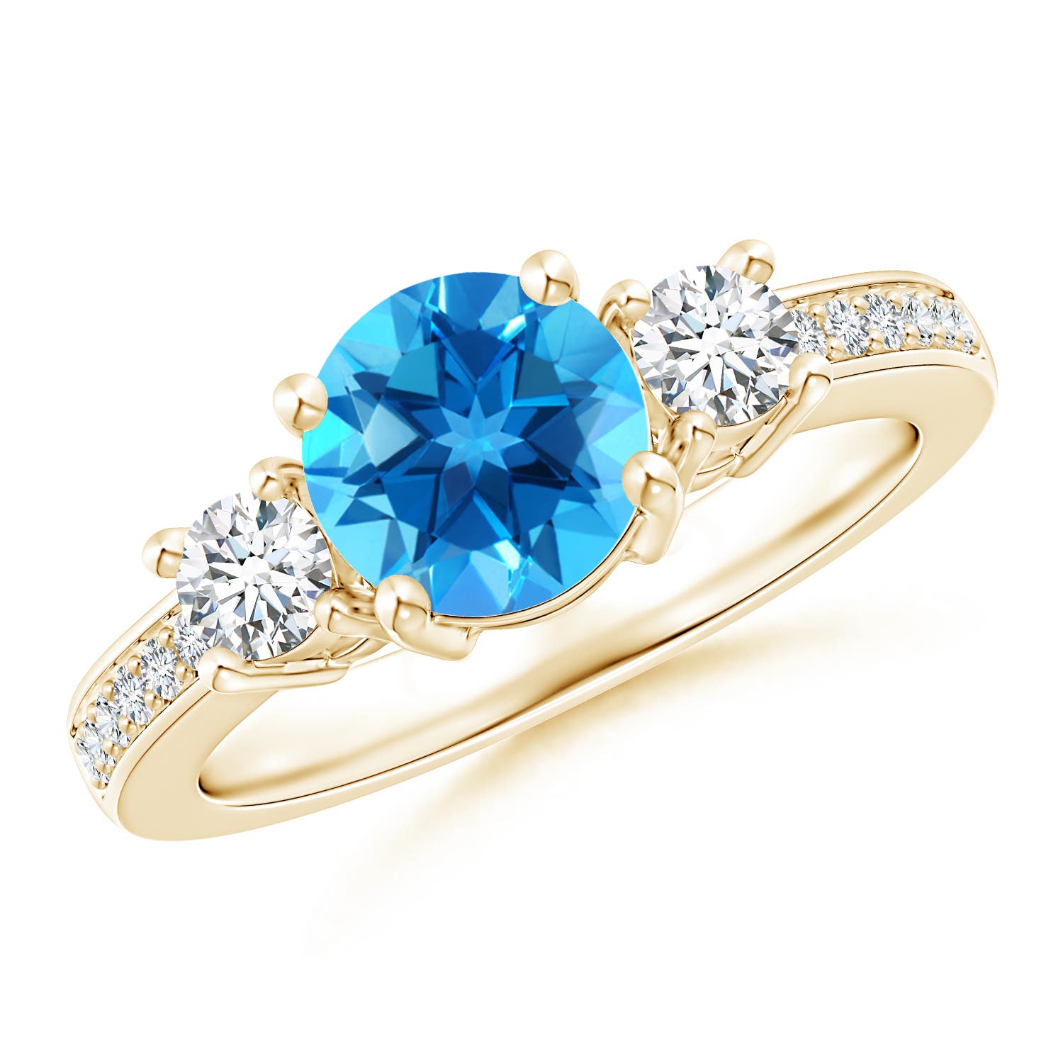 AAAA - Swiss Blue Topaz / 1.99 CT / 14 KT Yellow Gold